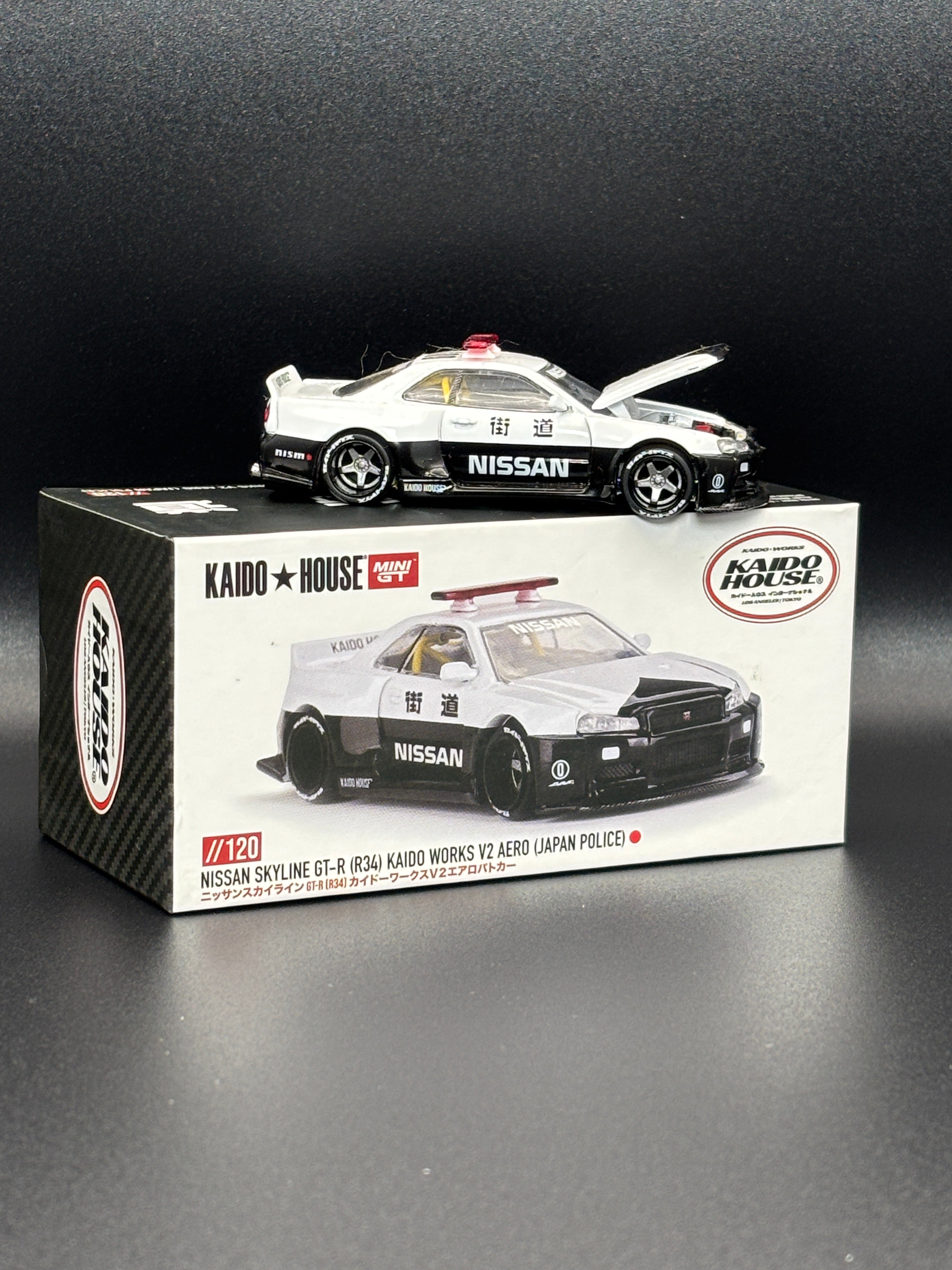 Kaido House Nissan Skyline GT-R (R34) Kaido Works V2 Aero (Japan Police) KHMG120 Open